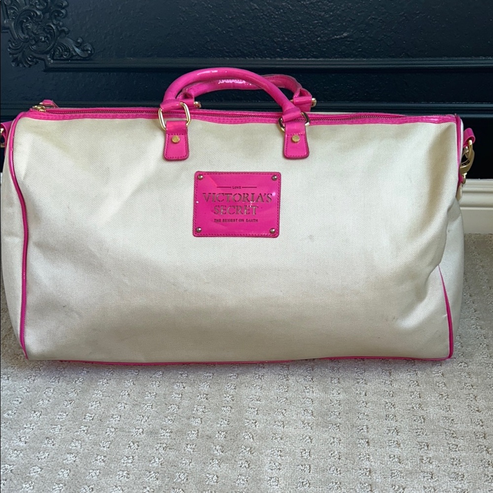 Victoria's Secret Cream and Pink Women's Bag